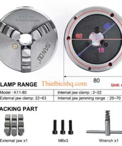 Kích thước mâm cặp 3 chấu K11-80 D80