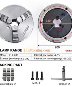 Kích thước mâm cặp 3 chấu K11-200 bản vẽ thông số kỹ thuật