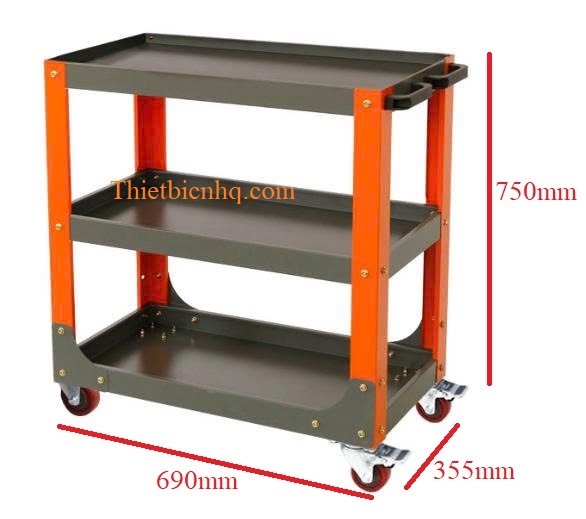 Bản vẽ kích thước xe đẩy dụng cụ 3 tầng Kích thước xe đẩy dụng cụ 3 tầng tiêu chuẩn