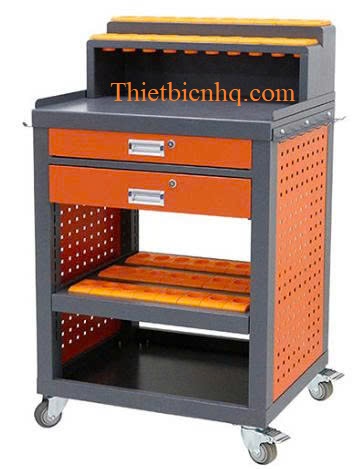 Xe Đẩy Bầu Kẹp CNC Chuyên Dụng Cho Xưởng Cơ Khí Xe đẩy bầu kẹp có nhiều tầng, ngăn kéo khóa, bánh xe chịu tải cao